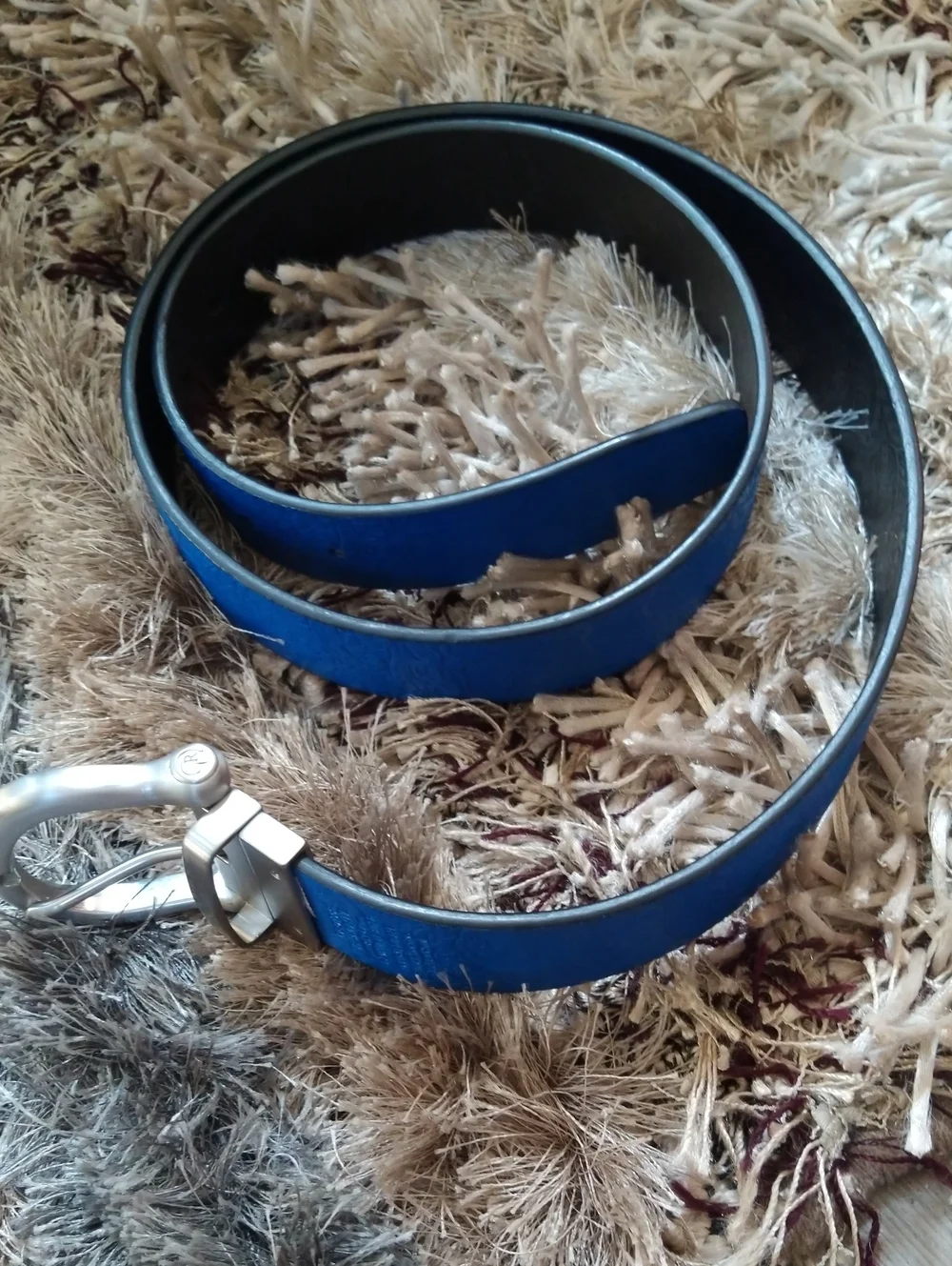 Robert Graham Reversible Blue Men's Leather Belt with Bold Silver Buckle - SZ=40